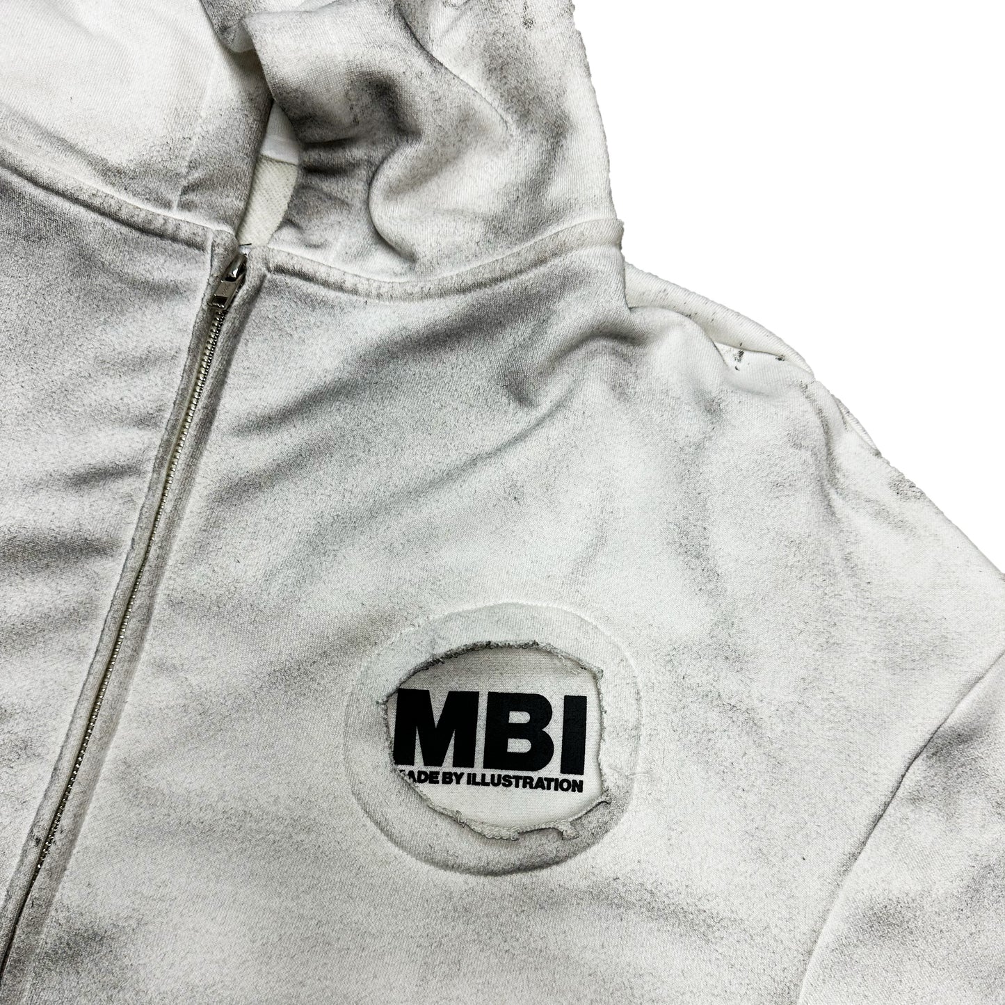 MBI | MBI DISTRESSED ZIP HOODIE - WHITE