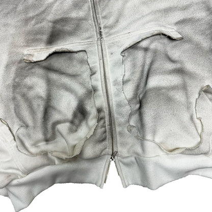 MBI | MBI DISTRESSED ZIP HOODIE - WHITE