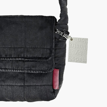 Denim Quilted Bag - Faded Black