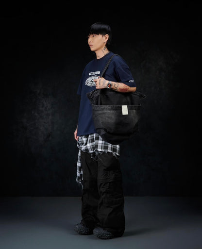 2IN1 Flare Cargo Pants - Faded Black