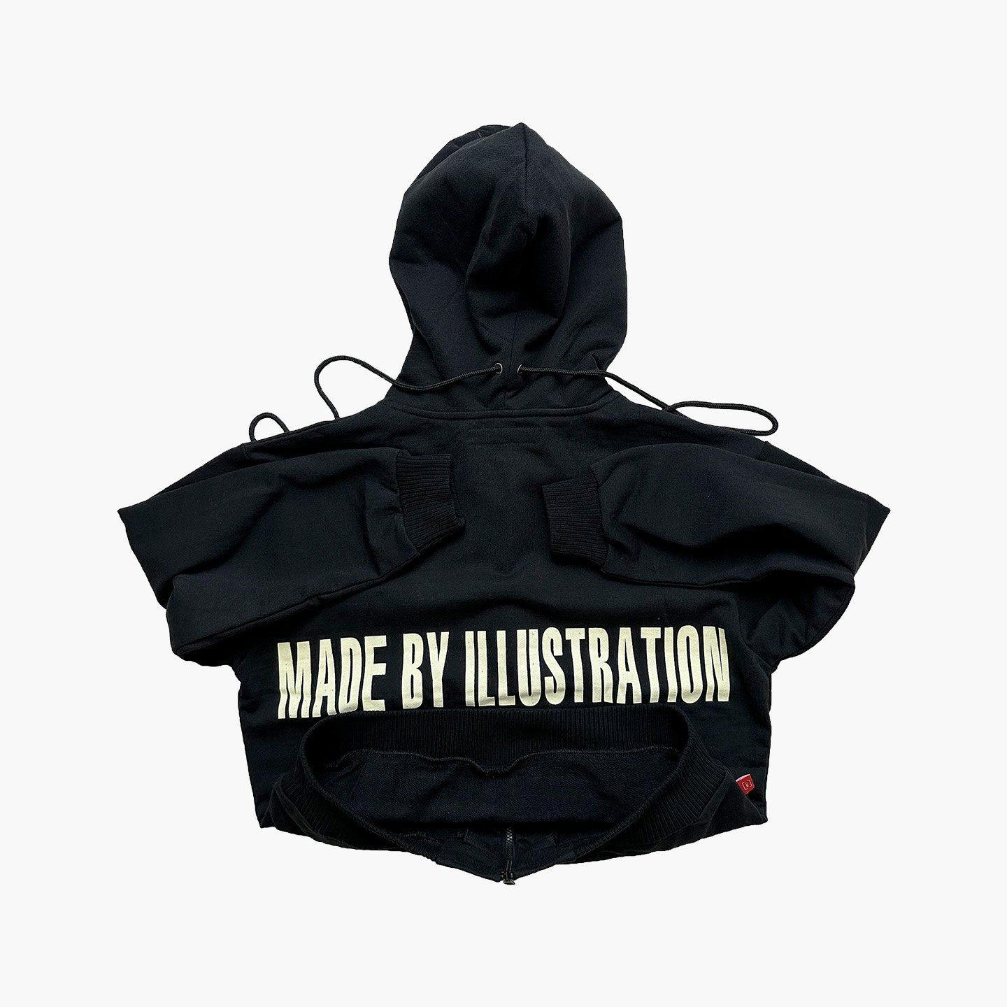 Upside Down Zip Hoodie - Black