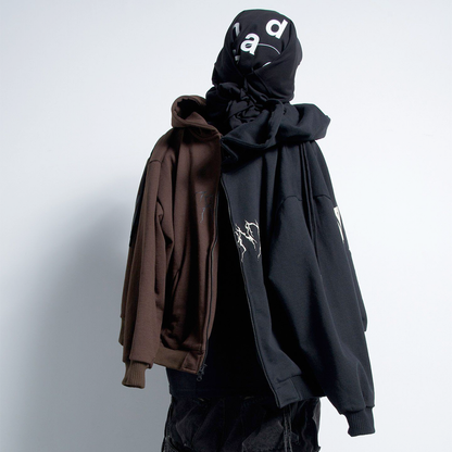 Upside Down Zip Hoodie - Black