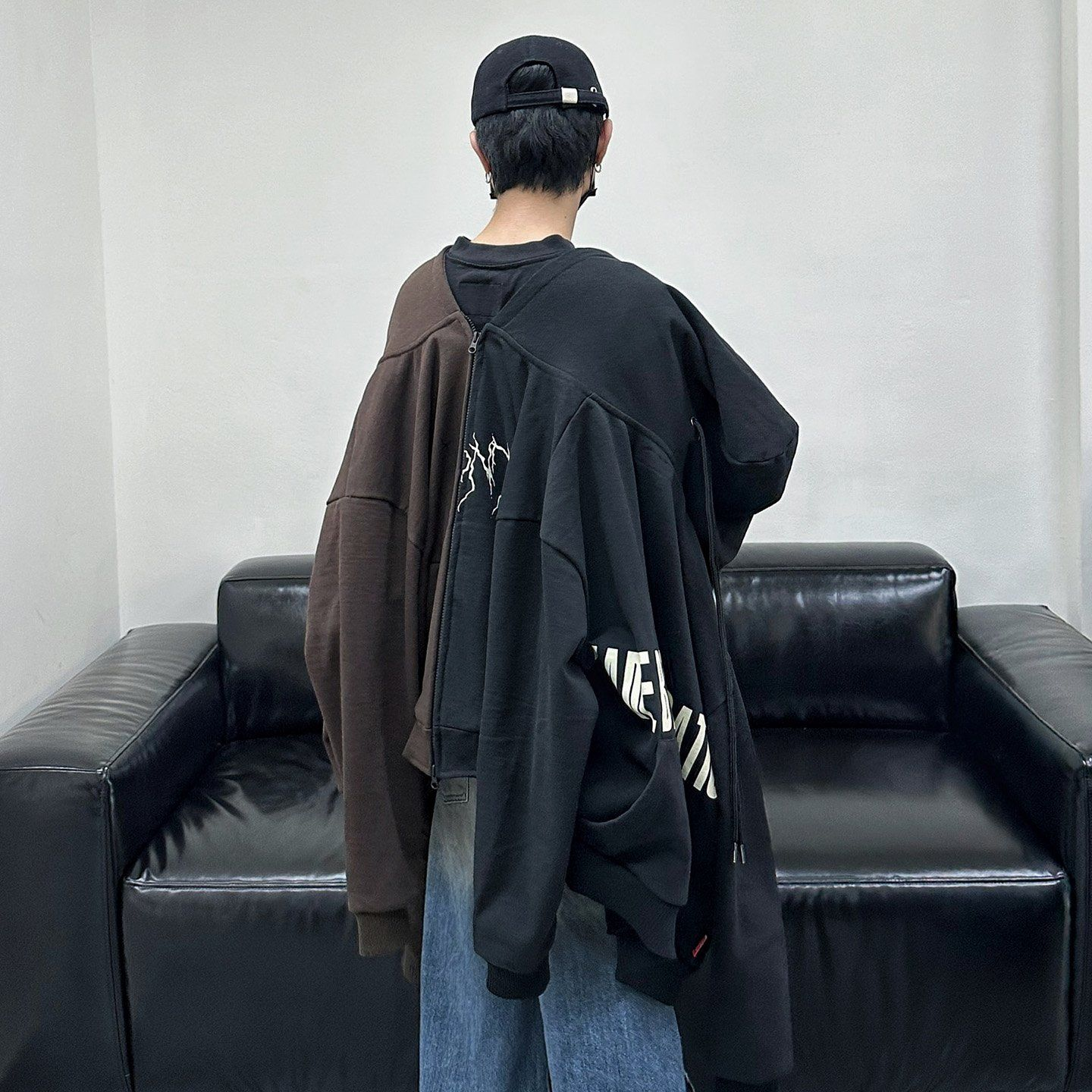 Upside Down Zip Hoodie - Choco