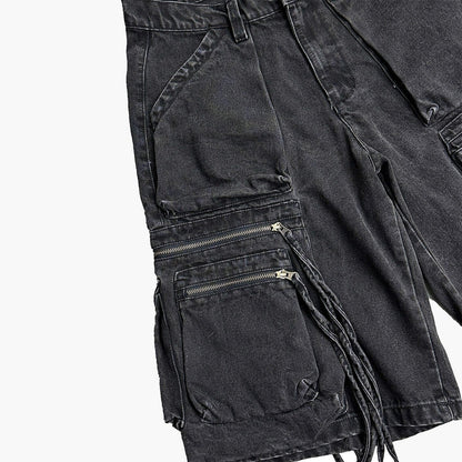 Denim Cargo Shorts - Faded Black