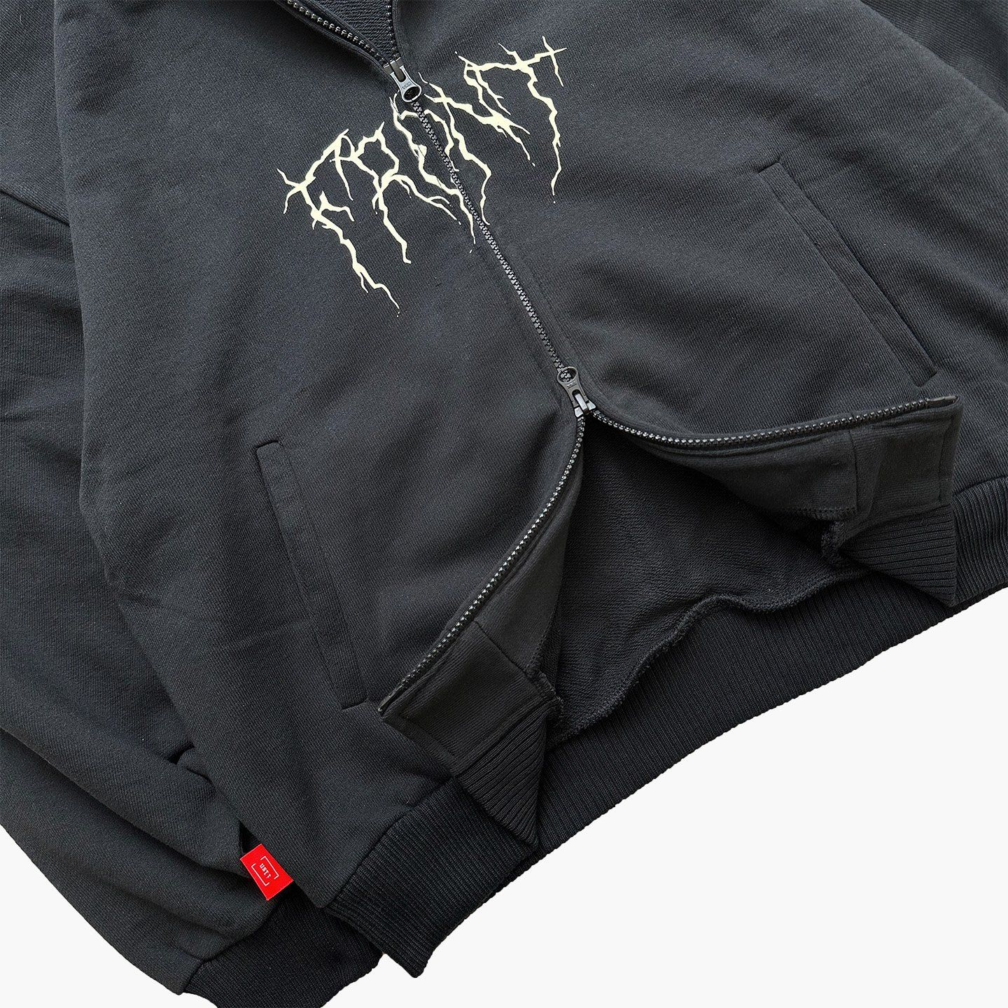 Upside Down Zip Hoodie - Black