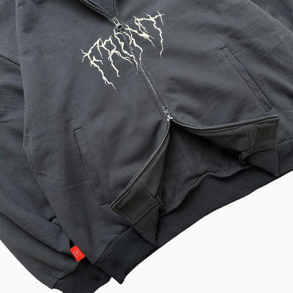 Upside Down Zip Hoodie - Black