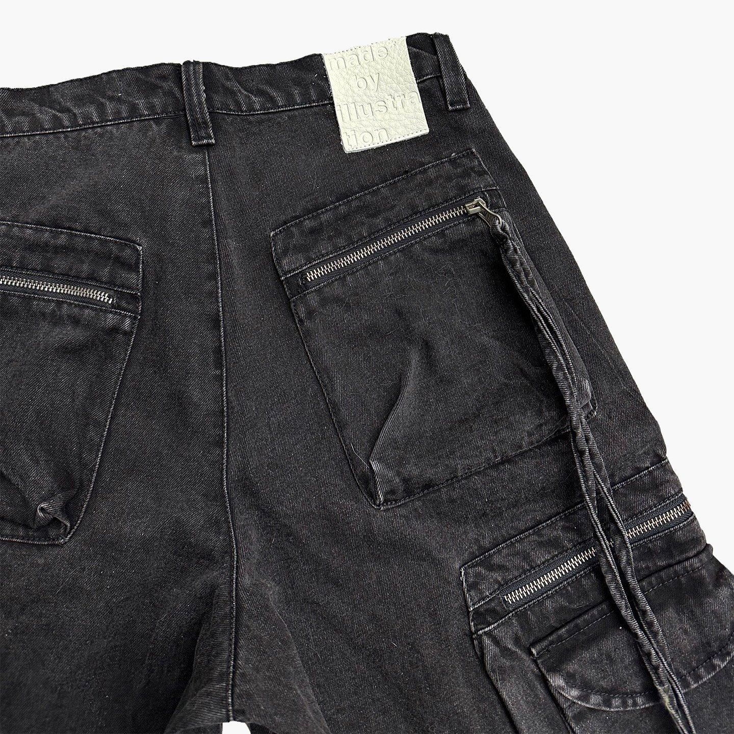 Denim Cargo Shorts - Faded Black