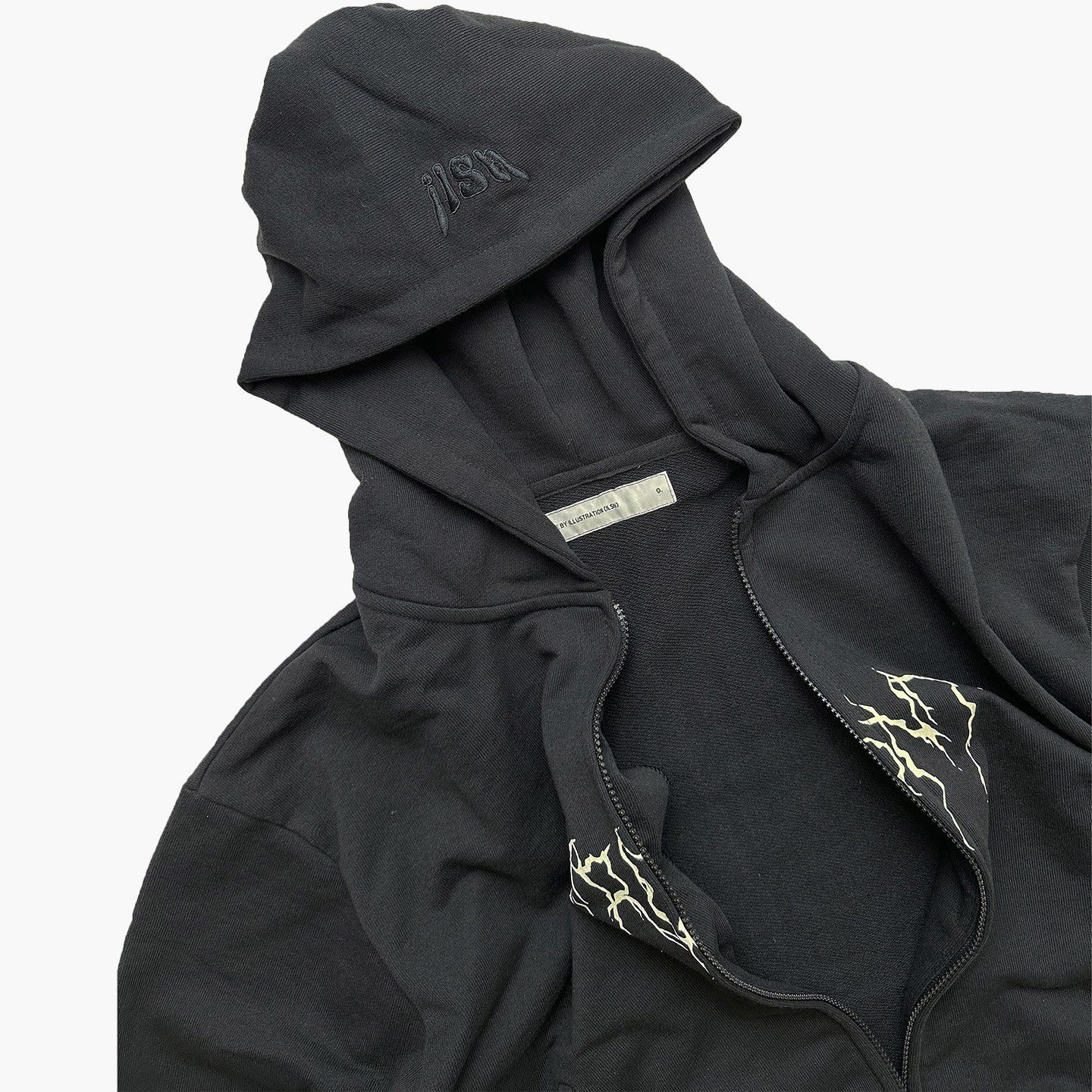 Upside Down Zip Hoodie - Black