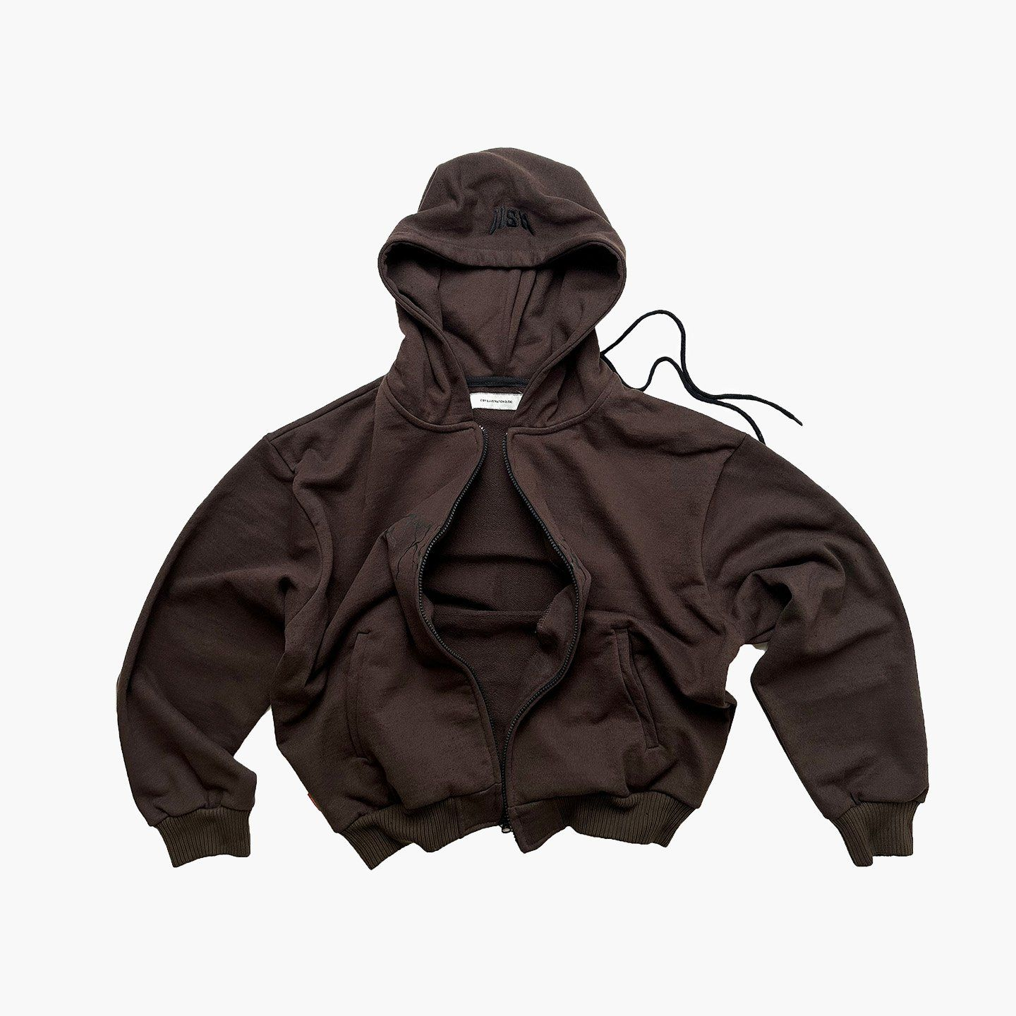 Upside Down Zip Hoodie - Choco