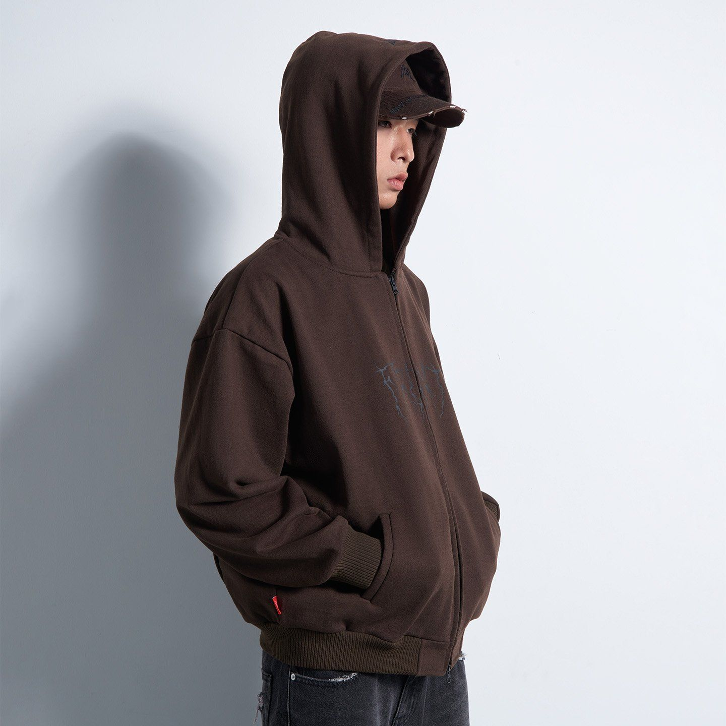 Upside Down Zip Hoodie - Choco