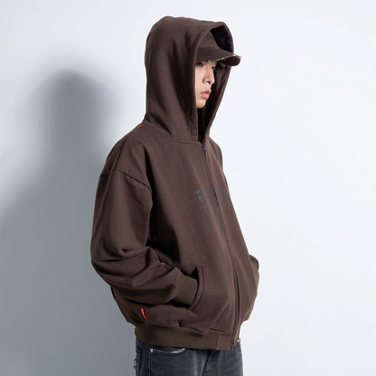 Upside Down Zip Hoodie - Choco