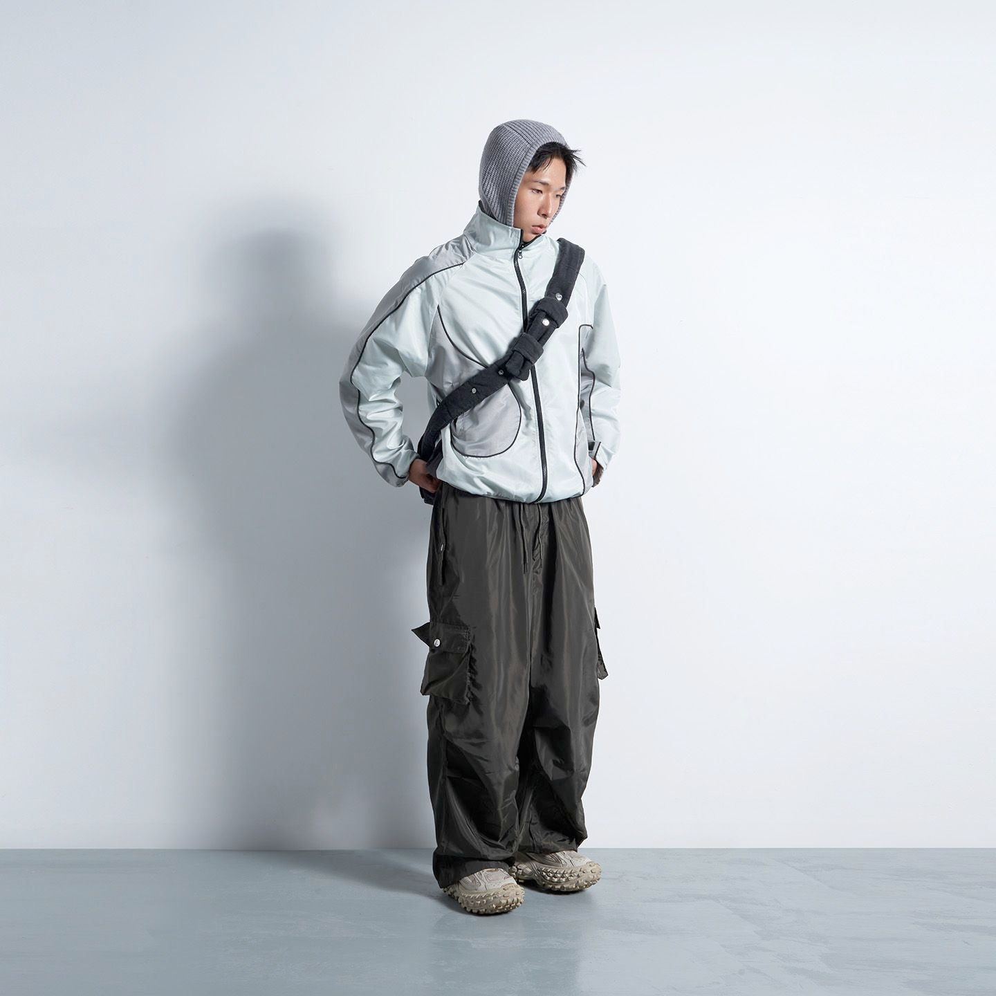 Reversible Nylon Jacket - Light Gray