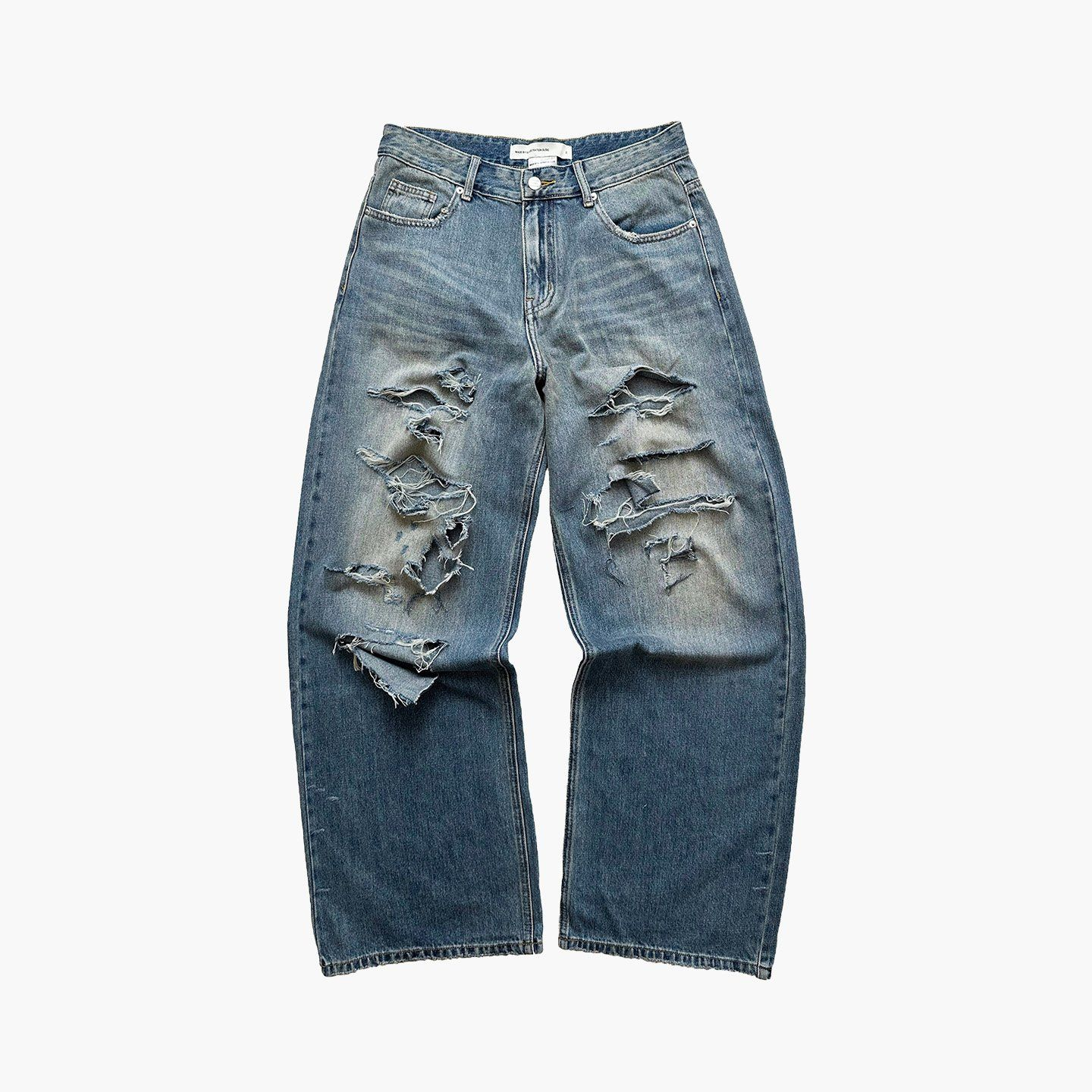 Distressed Baggy Jeans - Indigo