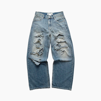 Distressed Baggy Jeans - Indigo