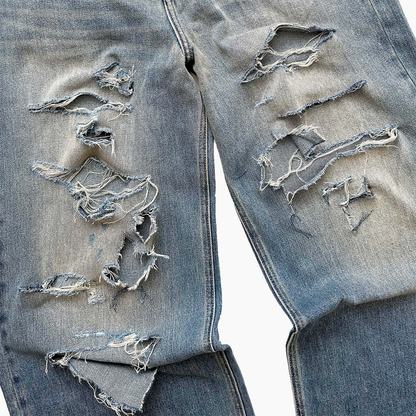 Distressed Baggy Jeans - Indigo