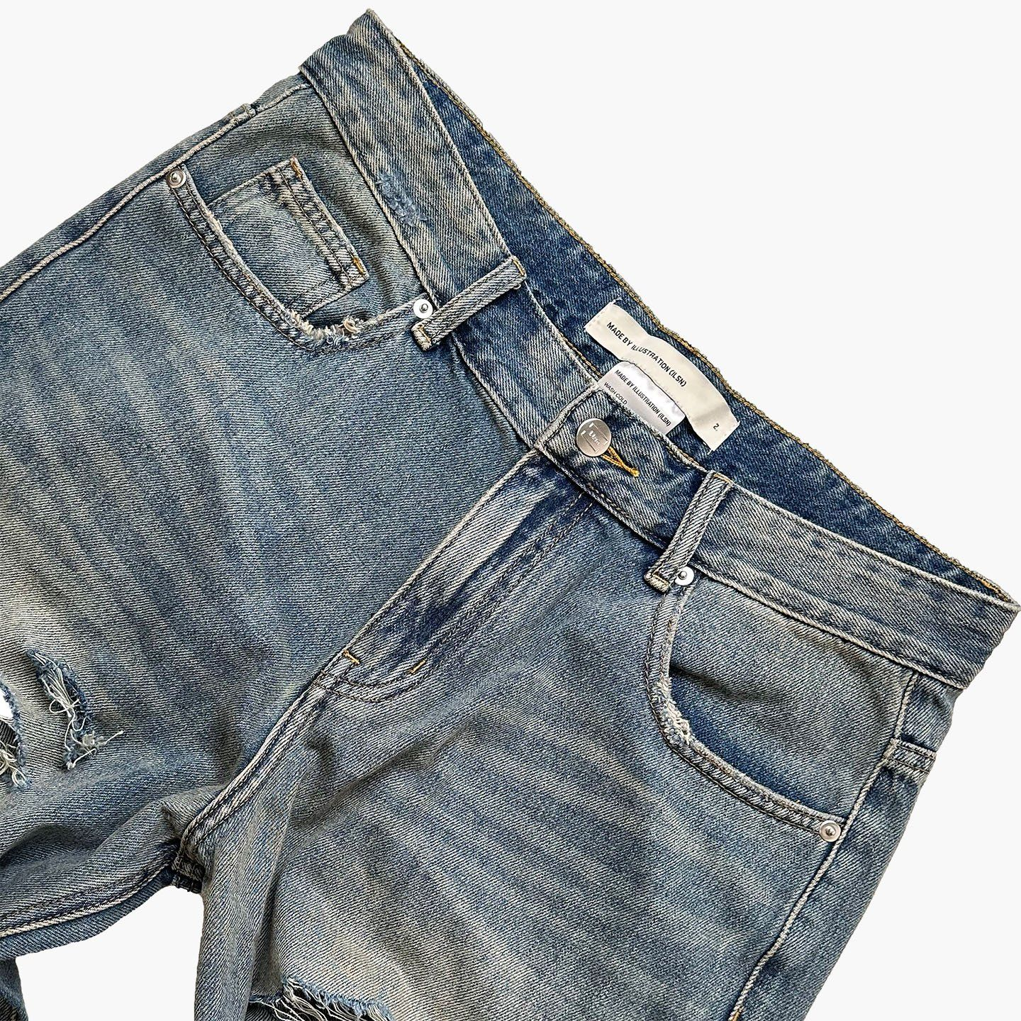 Distressed Baggy Jeans - Indigo