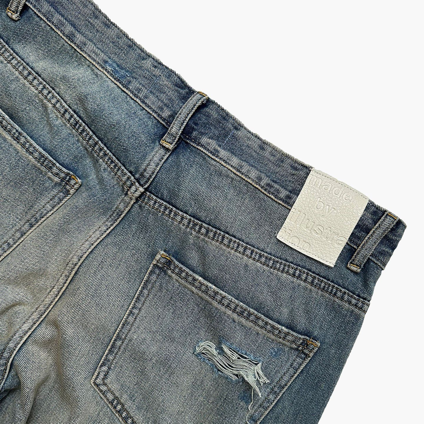 Distressed Baggy Jeans - Indigo