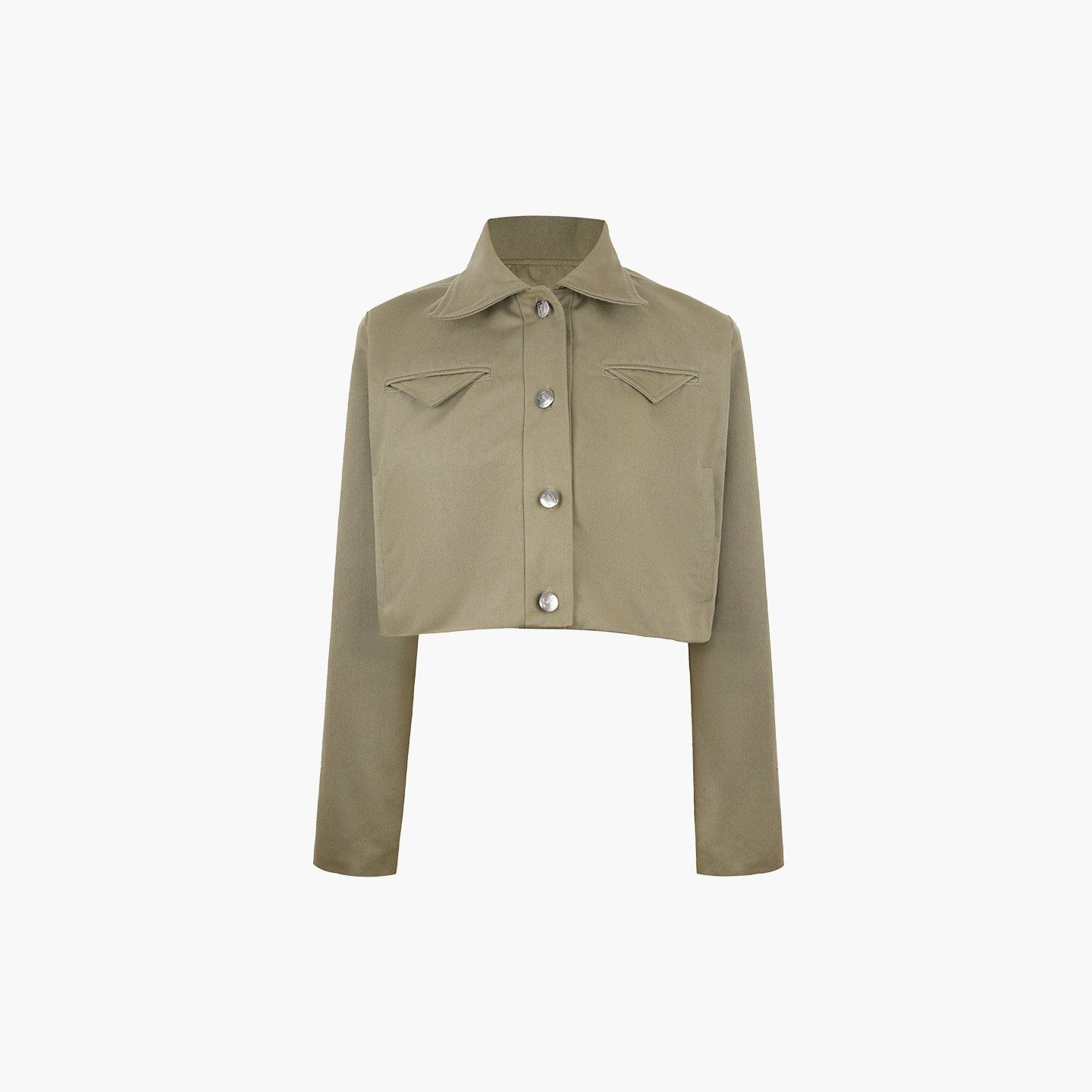 Khaki Crop Jacket - Khaki