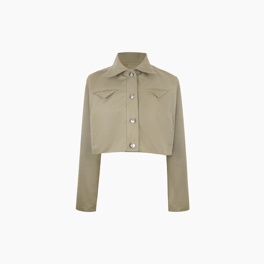 Khaki Crop Jacket - Khaki