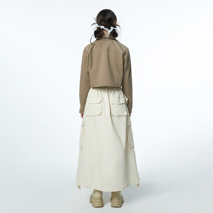 Khaki Crop Jacket - Khaki