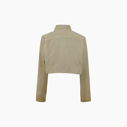 Khaki Crop Jacket - Khaki