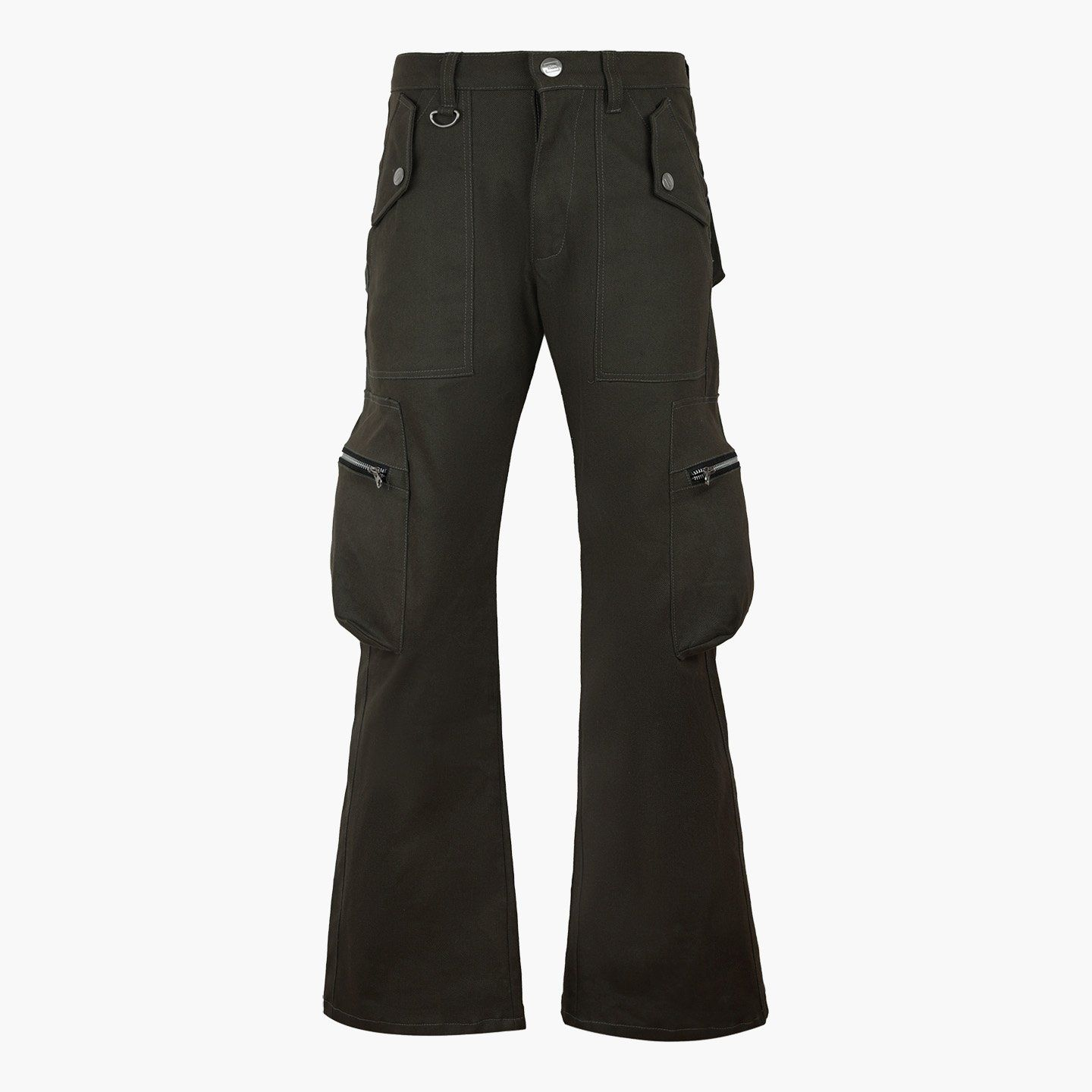 Flare Pockets Pants - Olive