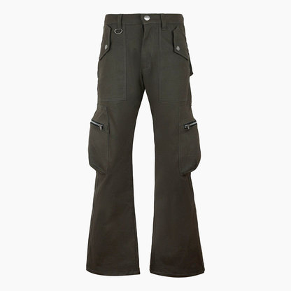 Flare Pockets Pants - Olive