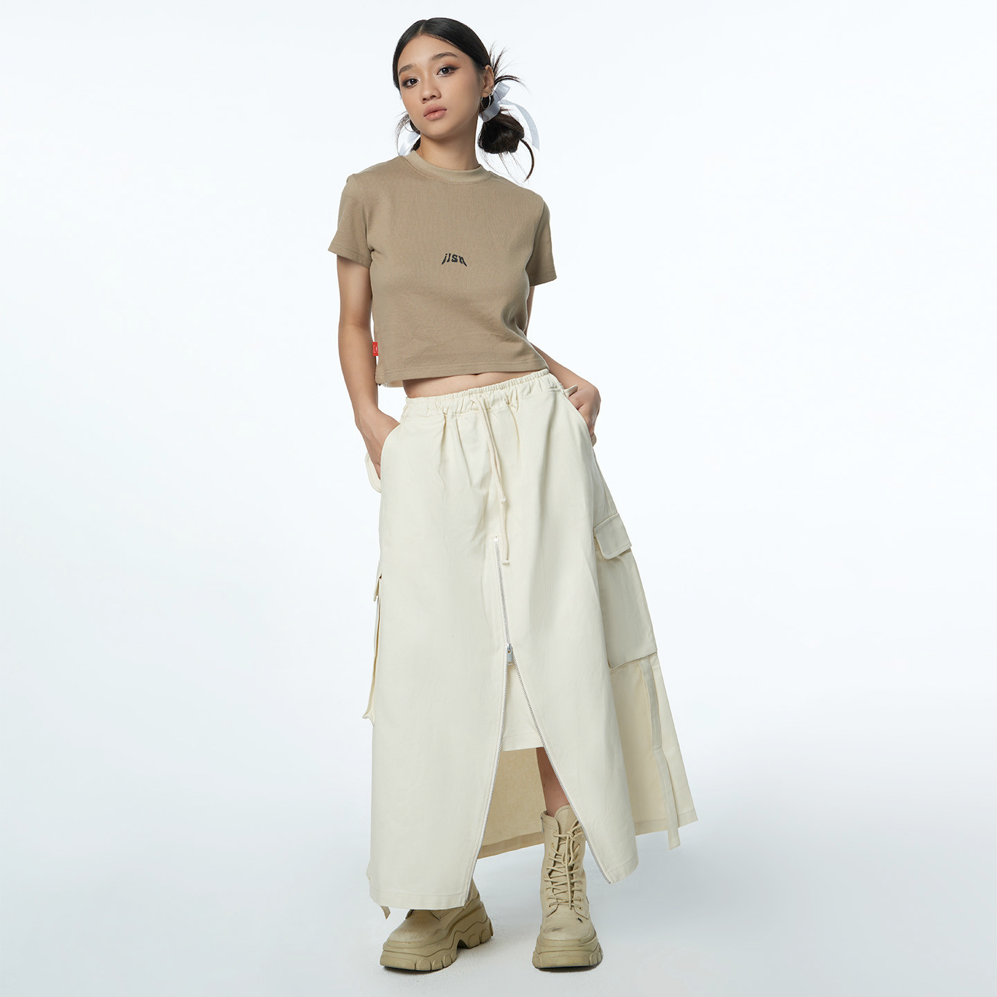 Venom Long Skirt - Cream White